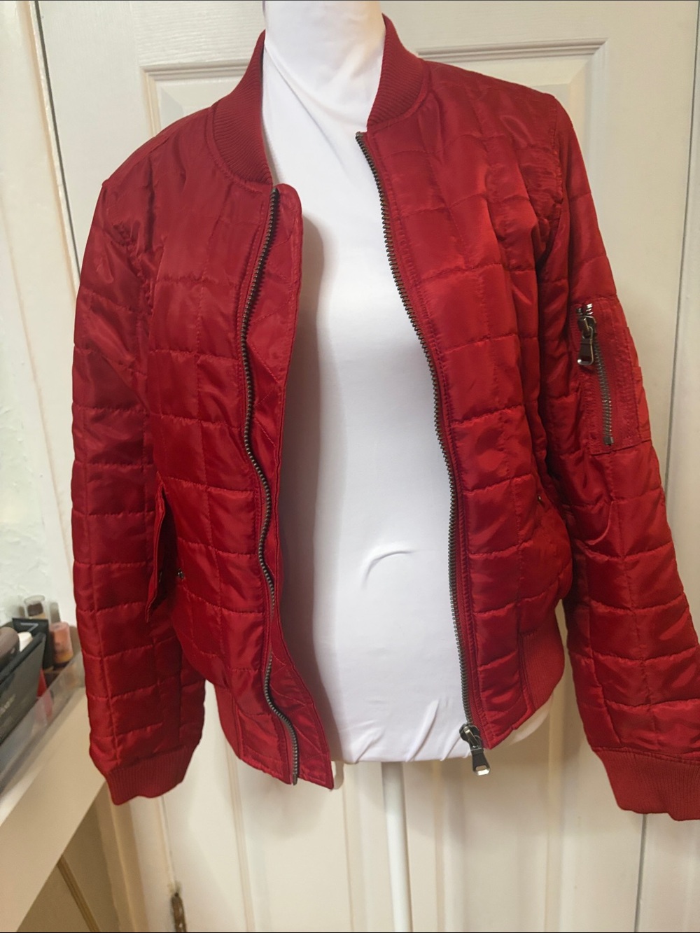 ANORAK Quilted Red Women's Bomber Jacket